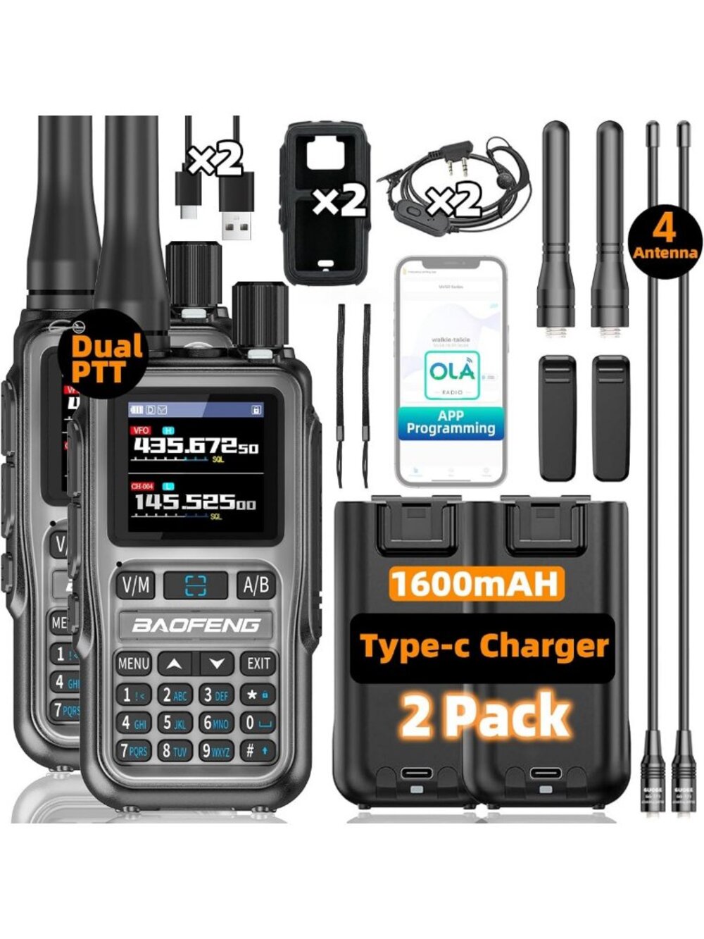 Long Range Handheld Ham Radio Set - 2pcs Mini Walkie Talkies for Clear